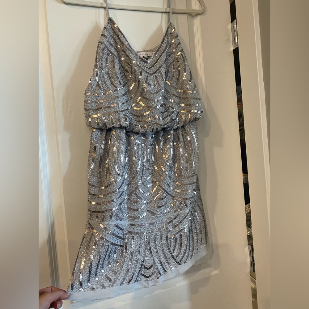 Glamorous Silver Sequin Party Dress